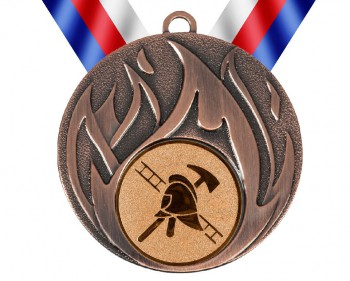 Poháry.com® Medaile MD49 hasič bronz s trikolórou