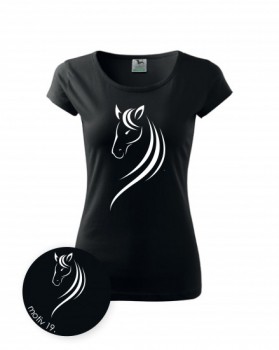 Poháry.com®  Trička s koněm 019 černé - XL dámské
