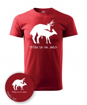 Poháry.com®  Tričko s jelenem 127 červené - XL pánské