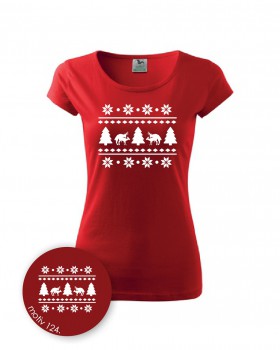 Poháry.com®  Tričko s jelenem 124 červené - XL dámské