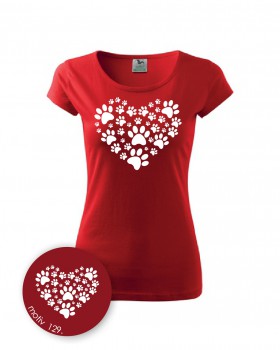 Poháry.com® Tričko s motivem tlapky 129 červené XL dámské