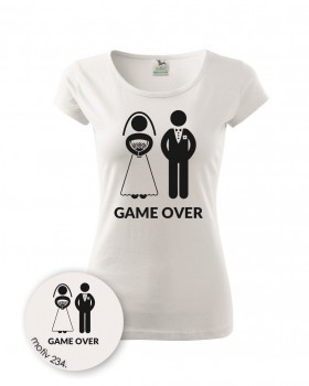 Poháry.com® Svatební tričko GAME OVER 234 bílé XL dámské
