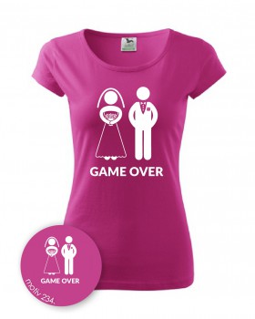 Poháry.com® Svatební tričko GAME OVER 234 růžové M dámské
