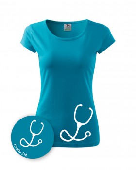 Poháry.com® Tričko pro zdravotní sestřičku D4 azurové S dámské