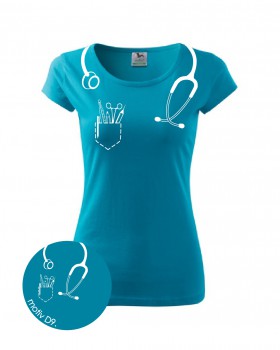 Poháry.com® Tričko pro zdravotní sestřičku D9 azurové S dámské