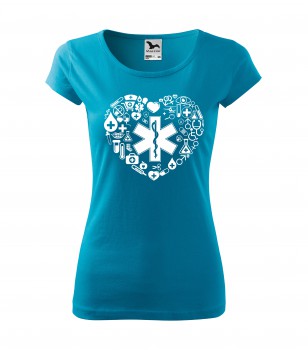 Poháry.com® Tričko pro zdravotní sestřičku D18 tyrkysové XS dámské