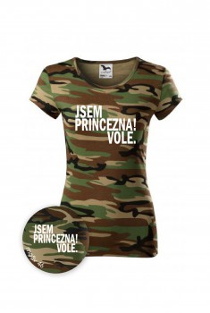 Poháry.com® Tričko Jsem princezna vole 046 Camouflage Brown S dámské