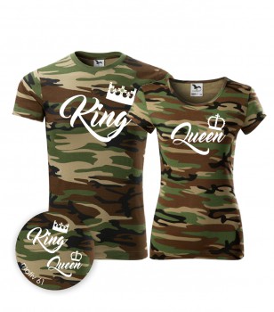 Poháry.com® Trička pro páry King and Queen 061 Camouflage Brown