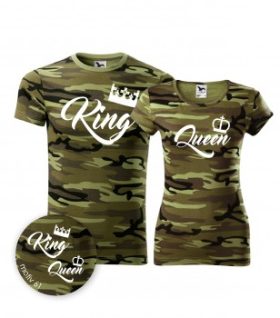 Poháry.com® Trička pro páry King and Queen 061 Camouflage Brown