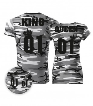 Poháry.com® Trička pro páry King and Queen 065 Camouflage Gray