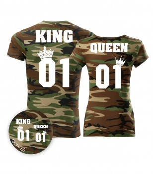 Poháry.com® Trička pro páry King and Queen 065 Camouflage Brown