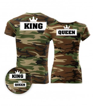 Poháry.com® Trička pro páry King and Queen 298 Camouflage Brown