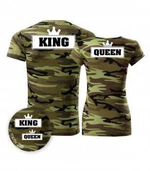 Poháry.com® Trička pro páry King and Queen 298 Camouflage Green