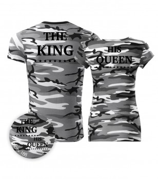 Poháry.com® Trička pro páry King and Queen 188 Camouflage Gray
