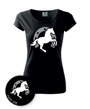 Poháry.com® Tričko s koněm 278 černé S dámské
