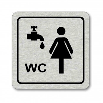 Poháry.com® Piktogram WC ženy s umývárnou stříbro